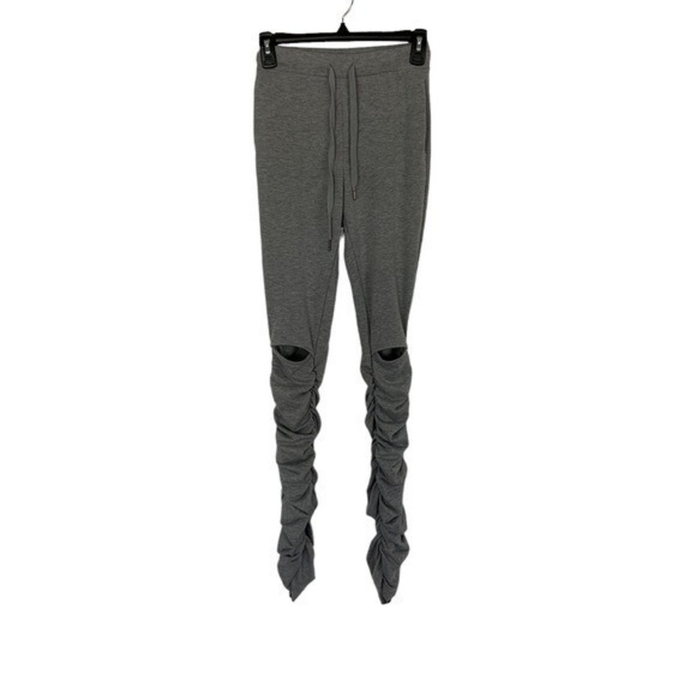Fashion Nova Gray Stacked Joggers XS Drawstring High Waist Casual Streetwear